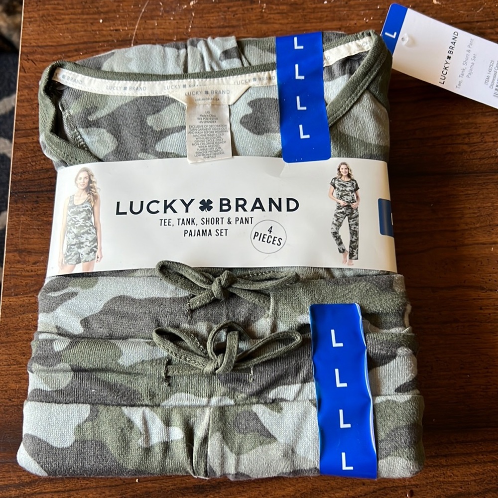 Lucky Brand Camo Four Piece Pajama Set